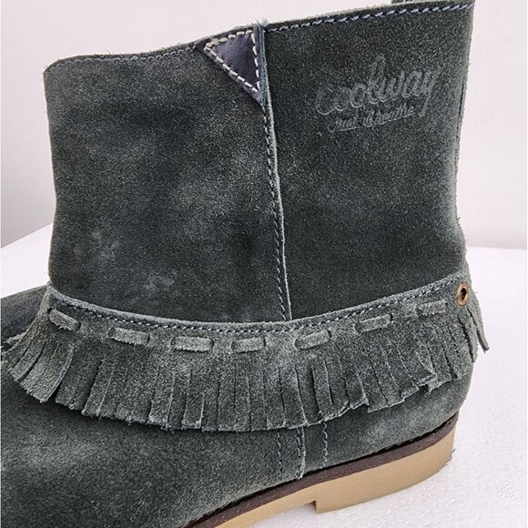 Coolway Grey Suede Fringe Ankle Boot Booties Boho Comfort Shoes Size 8 - Picture 12 of 14